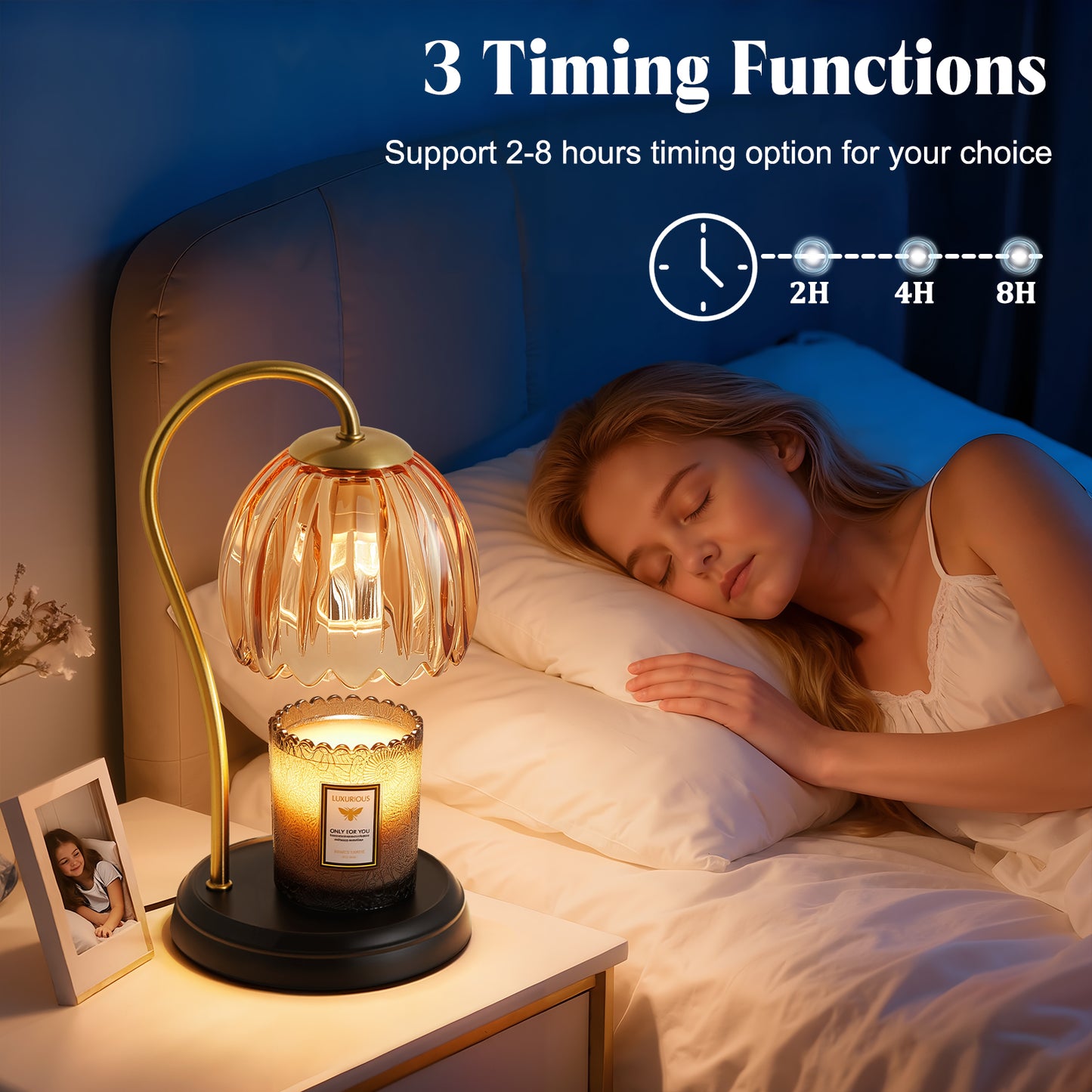 NATYSWAN Candle Warmer Lamp with Timer, Dimmable Lamp for Jar Candles, Ideal Gift for House Warming, Elegant Home Decoration, Pink Candle Warming Lamp, 2 Bulbs Included