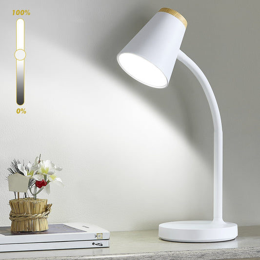 NATYSWAN Desk Lamp for College Dorm Room,White Touch Reading Lights 3 Way Dimmable,Adjustable Flexible Gooseneck Table Lamp for Bedroom Nightstand