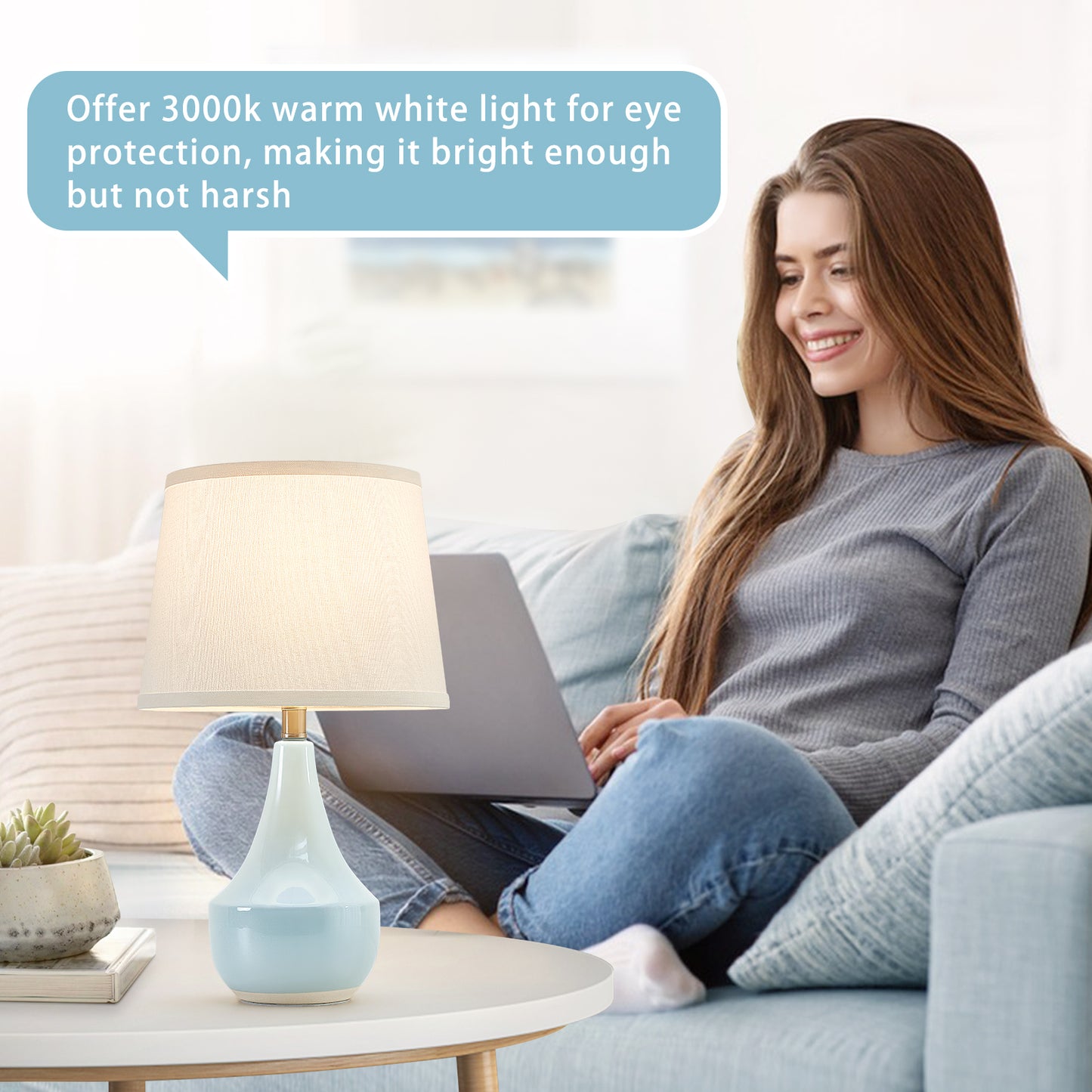 NATYSWAN Pink Table Lamp Set of 2, Ceramic Table Lamp Classic Beside Lamps Nightstand Lamp Modern Table Lamp for Living Room, Bedroom Office, Rocker Swtich (LED Bulbs Included)