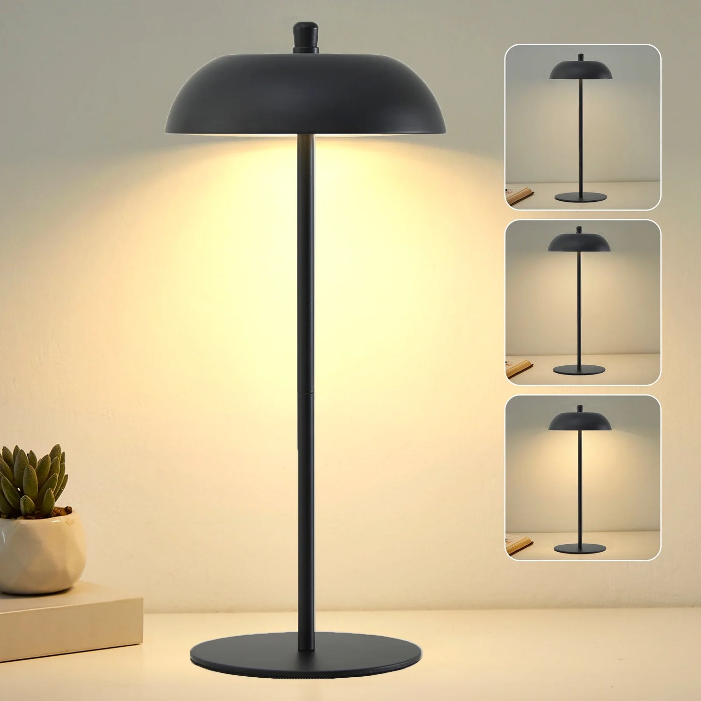 NATYSWAN Cordless Table Lamp Rechargeable,Battery Operated LED Desk Lamp 3 Way Dimmable Touch Nightstand Mushroom Lamp for Dorm Home Bedroom Office,White