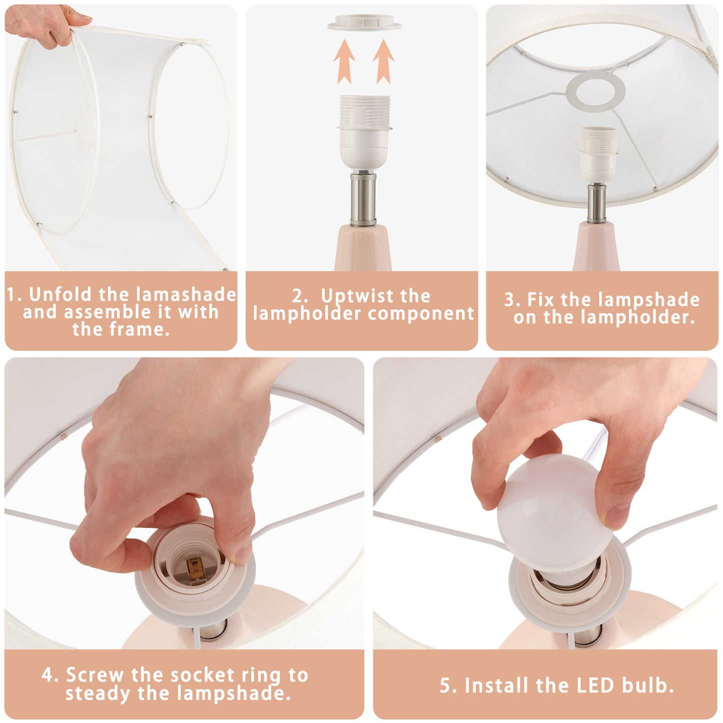 NATYSWAN Pink Table Lamp Set of 2, Ceramic Table Lamp Classic Beside Lamps Nightstand Lamp Modern Table Lamp for Living Room, Bedroom Office, Rocker Swtich (LED Bulbs Included)