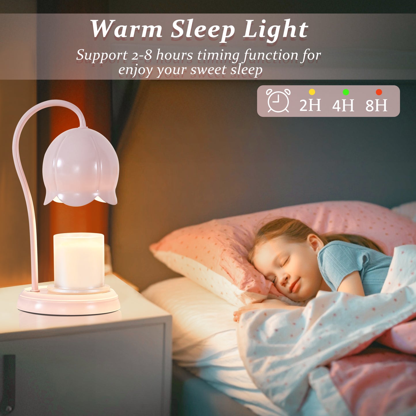 NATYSWAN Candle Warmer Lamp with Timer, Dimmable Lamp for Jar Candles, Ideal Gift for House Warming, Elegant Home Decoration, Pink Candle Warming Lamp, 2 Bulbs Included