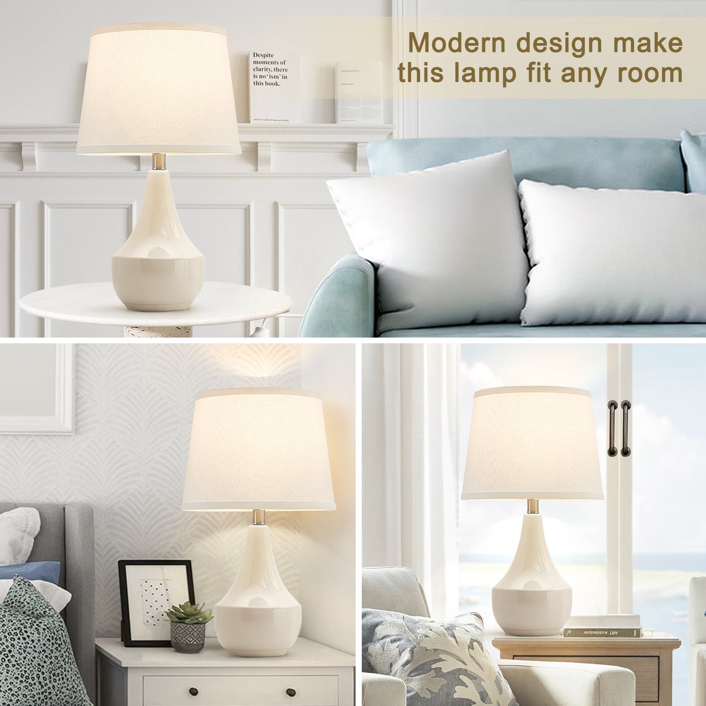 NATYSWAN Pink Table Lamp Set of 2, Ceramic Table Lamp Classic Beside Lamps Nightstand Lamp Modern Table Lamp for Living Room, Bedroom Office, Rocker Swtich (LED Bulbs Included)