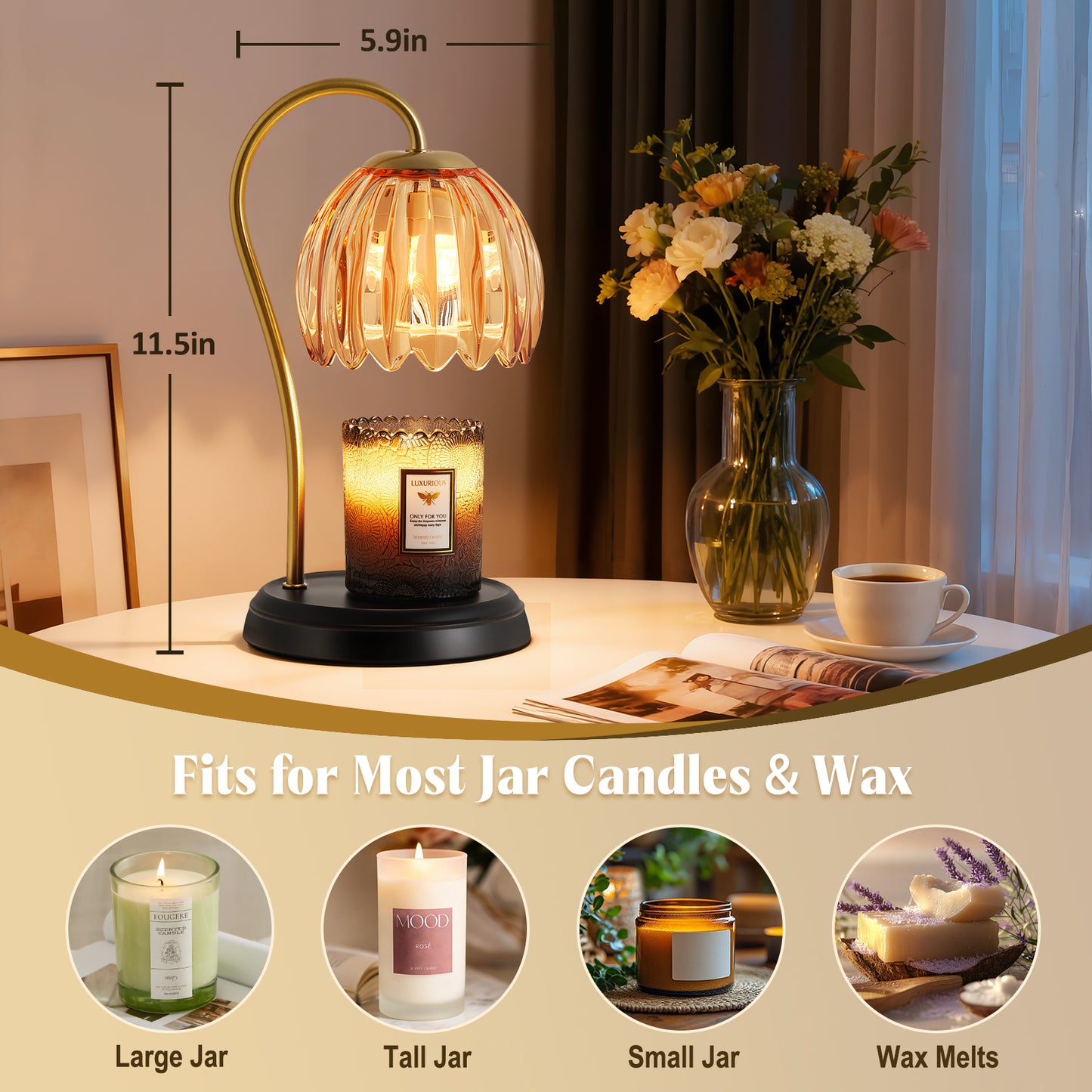 NATYSWAN Candle Warmer Lamp with Timer, Dimmable Lamp for Jar Candles, Ideal Gift for House Warming, Elegant Home Decoration, Pink Candle Warming Lamp, 2 Bulbs Included