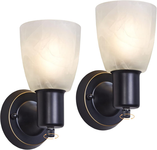 NATYSWAN Wall Light Set of 2, Modern Gold Vanity Lights for Bathroom, Wall Mount Sconces with Frosted Glass, Farmhouse Wall Lamp for Mirror Living Room