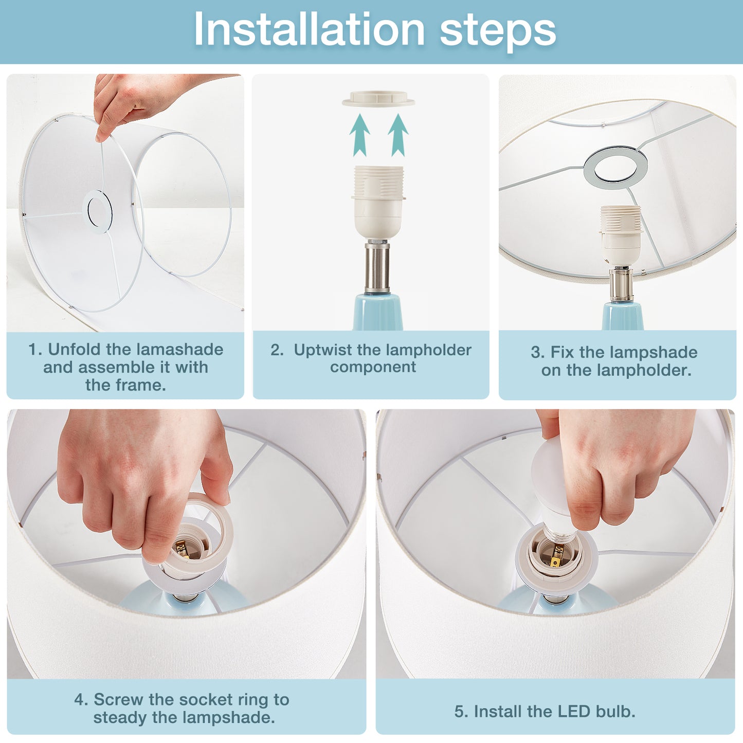 NATYSWAN Pink Table Lamp Set of 2, Ceramic Table Lamp Classic Beside Lamps Nightstand Lamp Modern Table Lamp for Living Room, Bedroom Office, Rocker Swtich (LED Bulbs Included)