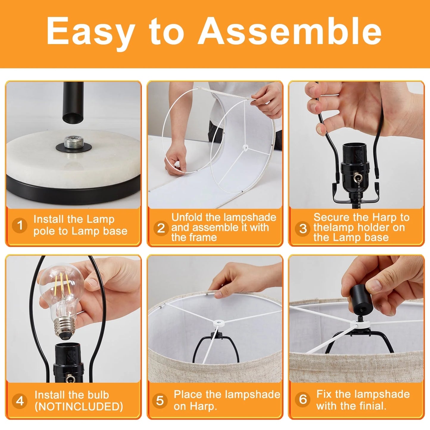 NATYSWAN Modern Table Lamp for Living Room, Adjustable Height Lamp with Marble Base and Pull Chain Switch Nightstand Lamps for Bedroom & Office,Set of 2