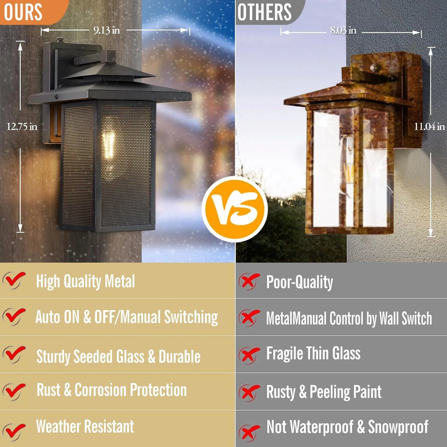 NATYSWAN Outdoor Wall Light, Exterior Light Fixture Waterproof Anti-Rust Porch Sconces Wall Mounted Lighting, Modern Wall Sconce for House Garage