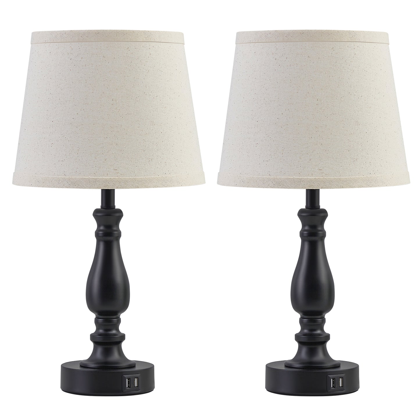 NATYSWAN Table Lamps Set of 2, Lamps for Bedroom with USB Charging Ports, 3 Way Dimmable Touch with Linen Fabric Lampshade, Modern Small Lamp for Nightstand, Living Room (Bulbs Included)