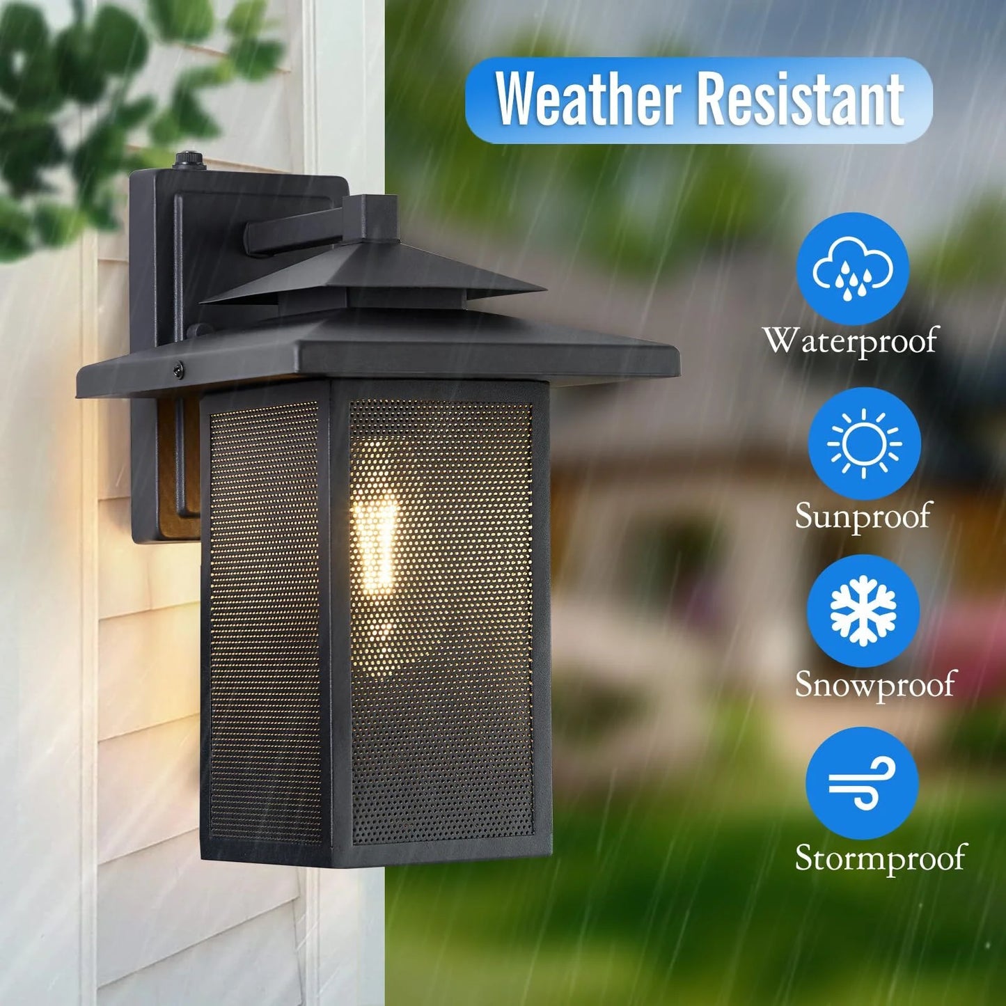 NATYSWAN Outdoor Wall Light, Exterior Light Fixture Waterproof Anti-Rust Porch Sconces Wall Mounted Lighting, Modern Wall Sconce for House Garage