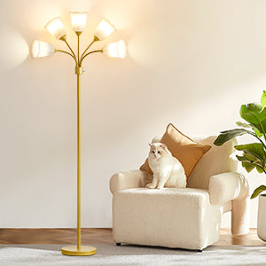 NATYSWAN Medusa LED Floor Lamp, Multi Head Modern Tall Lamp with Adjustable Gooseneck Standing Lamps Led Tall Lamp for Living Room Bedroom Kids Room Office 6 Color Lampshades Bulb Not Included