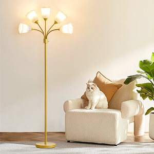 NATYSWAN Medusa LED Floor Lamp, Multi Head Modern Tall Lamp with Adjustable Gooseneck Standing Lamps Led Tall Lamp for Living Room Bedroom Kids Room Office 6 Color Lampshades Bulb Not Included