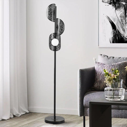 NATYSWAN Floor Lamps for Living Room, 64" Modern Black Standing Lamp,Simple Pole Lamps Corner Lamp for Bedroom,Office, 3 Bulbs Included, Foot Switch