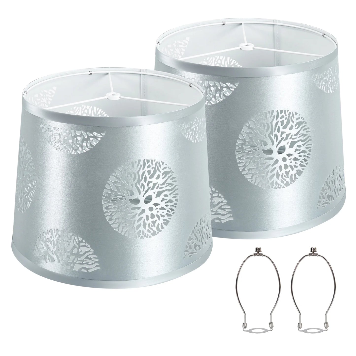 NATYSWAN Black Drum Lamp Shades Set of 2,Modern Linen Lampshade for Table Lamp Floor Lamp,13*10in