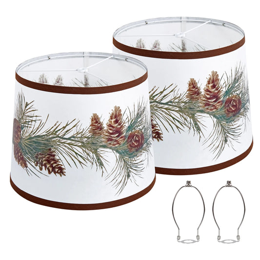 NATYSWAN Black Drum Lamp Shades Set of 2,Modern Linen Lampshade for Table Lamp Floor Lamp,13*10in