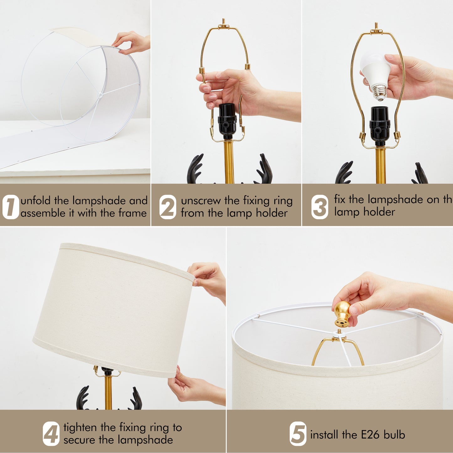 NATYSWAN Vintage Table Lamp 28.75" with Linen Shade - 9W LED Bulb Included - Rotary Switch - Farmhouse Bedside Lamp for Bedroom & Living Room