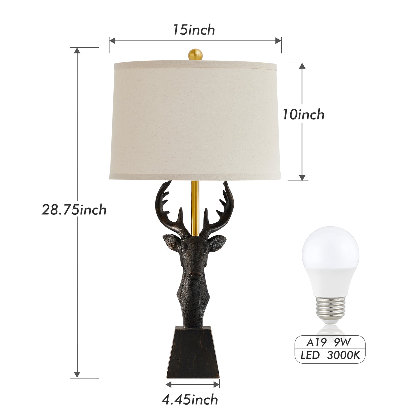 NATYSWAN Vintage Table Lamp 28.75" with Linen Shade - 9W LED Bulb Included - Rotary Switch - Farmhouse Bedside Lamp for Bedroom & Living Room