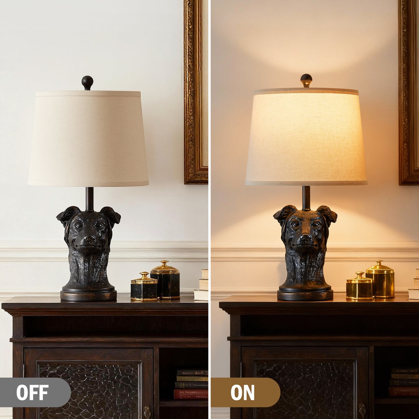 NATYSWAN Modern Table Lamp with Linen Shade, 24 inch Bedside Lamp with Rotary Switch & Included 9W LED Bulb for Nightstand, Living Room