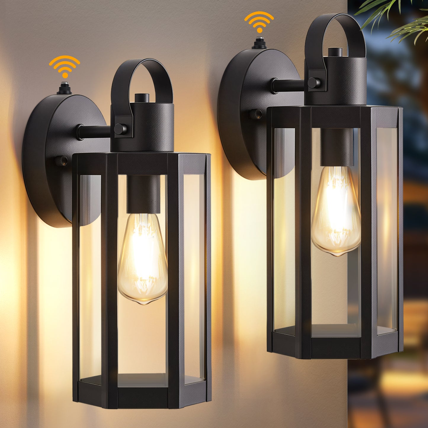 Dusk to Dawn Outdoor Lighting Fixtures, Black Waterproof Sconce Outside Lamp Exterior Wall Sconce Front Door Porch Wall Mount Light Fixtures Anti Rust Wall Lantern for Garage Doorway