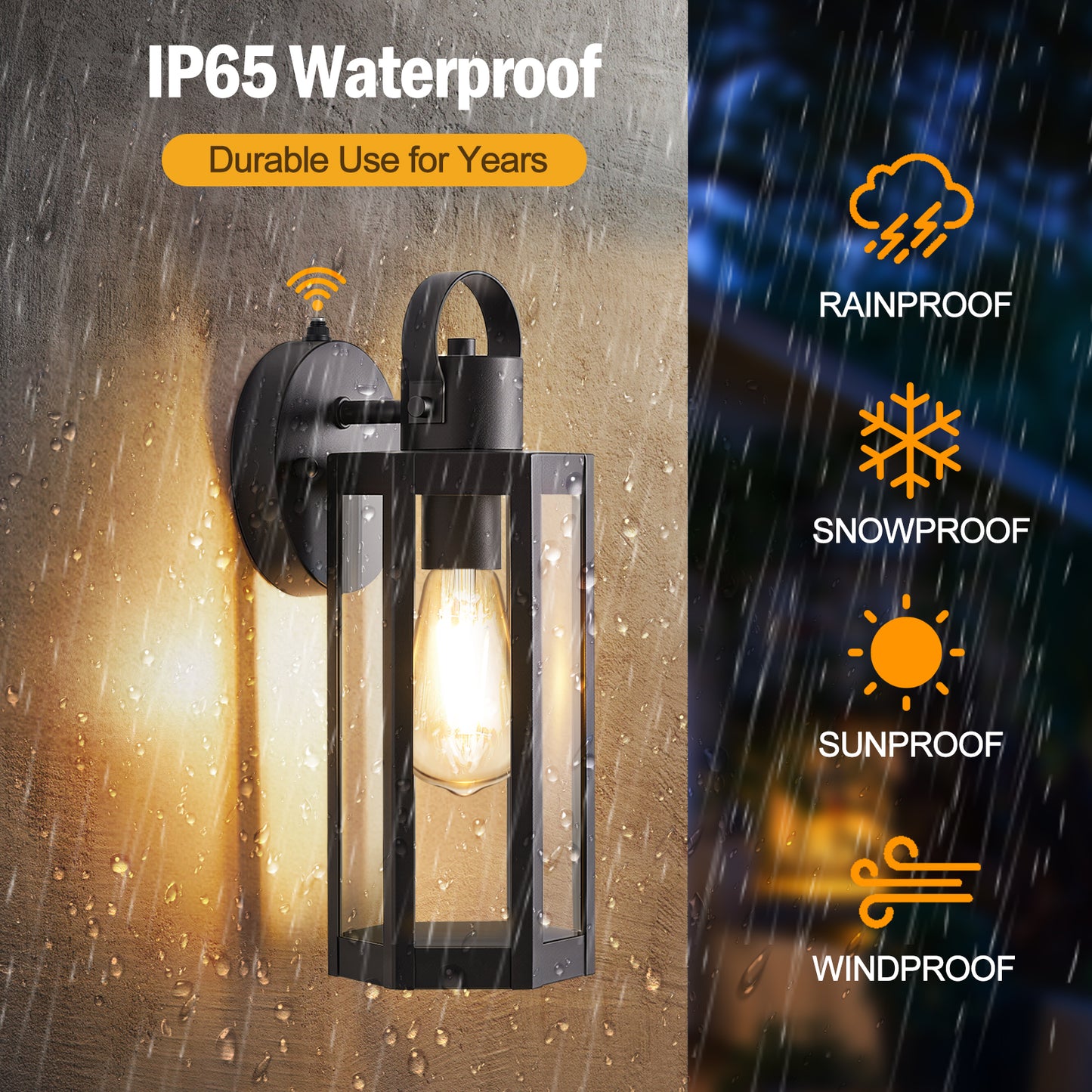 Dusk to Dawn Outdoor Lighting Fixtures, Black Waterproof Sconce Outside Lamp Exterior Wall Sconce Front Door Porch Wall Mount Light Fixtures Anti Rust Wall Lantern for Garage Doorway