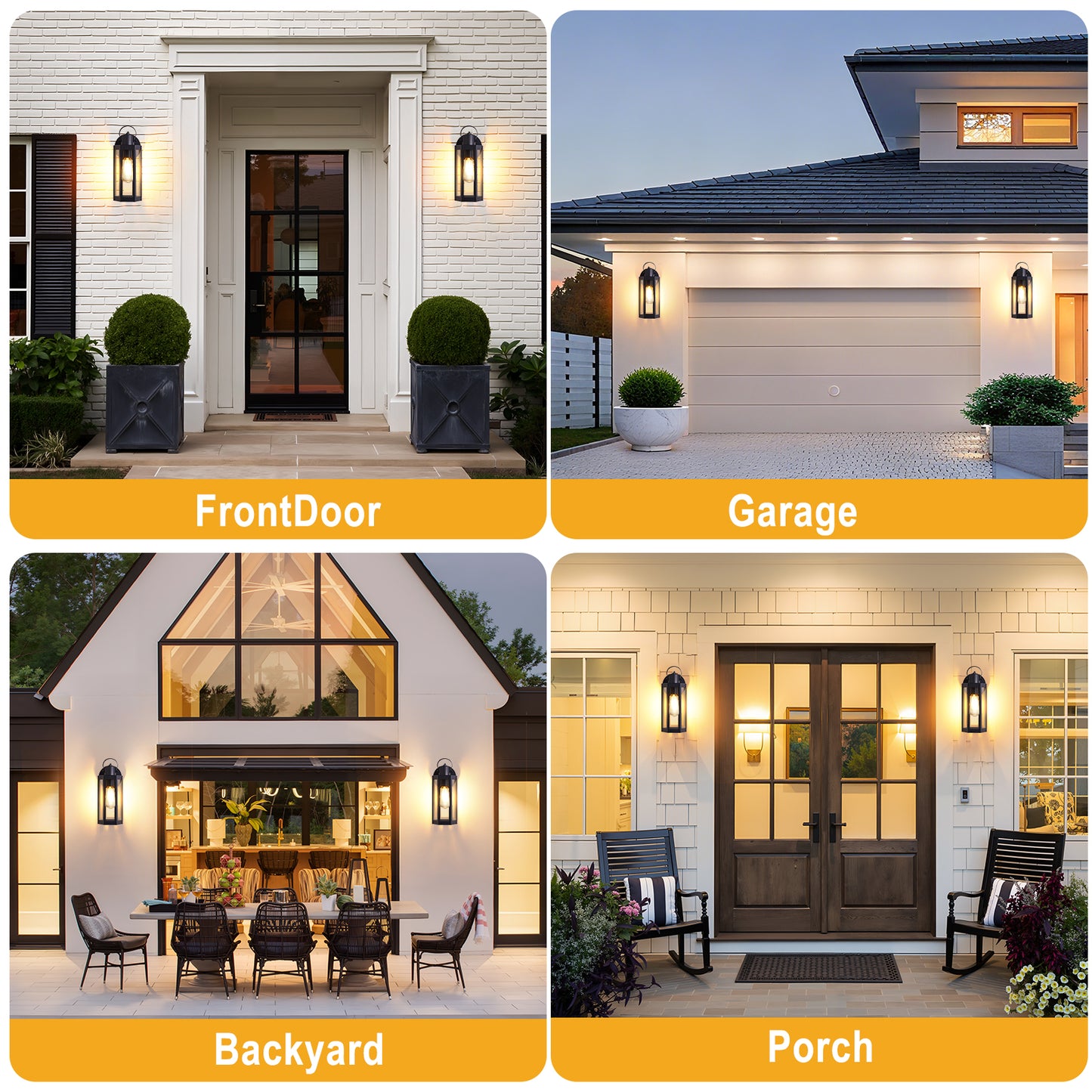 Dusk to Dawn Outdoor Lighting Fixtures, Black Waterproof Sconce Outside Lamp Exterior Wall Sconce Front Door Porch Wall Mount Light Fixtures Anti Rust Wall Lantern for Garage Doorway