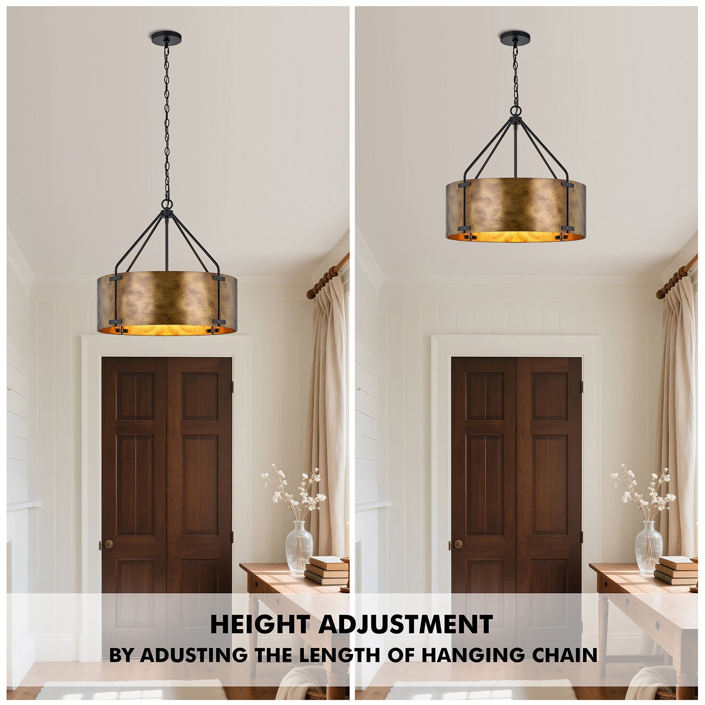 NATYSWAN 22 inch Industrial Cage Ceiling Light with 4 Lights (Bulbs Not Included), E27 Base Max 100W Each, Dual USB-A & C Charging Ports, 60 Inch Chain, for Kitchen, Dining Room, Farmhouse Indoor
