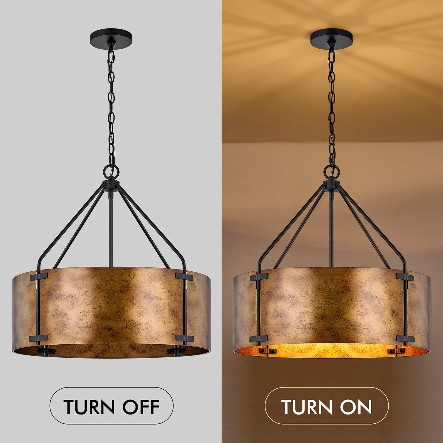 NATYSWAN 22 inch Industrial Cage Ceiling Light with 4 Lights (Bulbs Not Included), E27 Base Max 100W Each, Dual USB-A & C Charging Ports, 60 Inch Chain, for Kitchen, Dining Room, Farmhouse Indoor