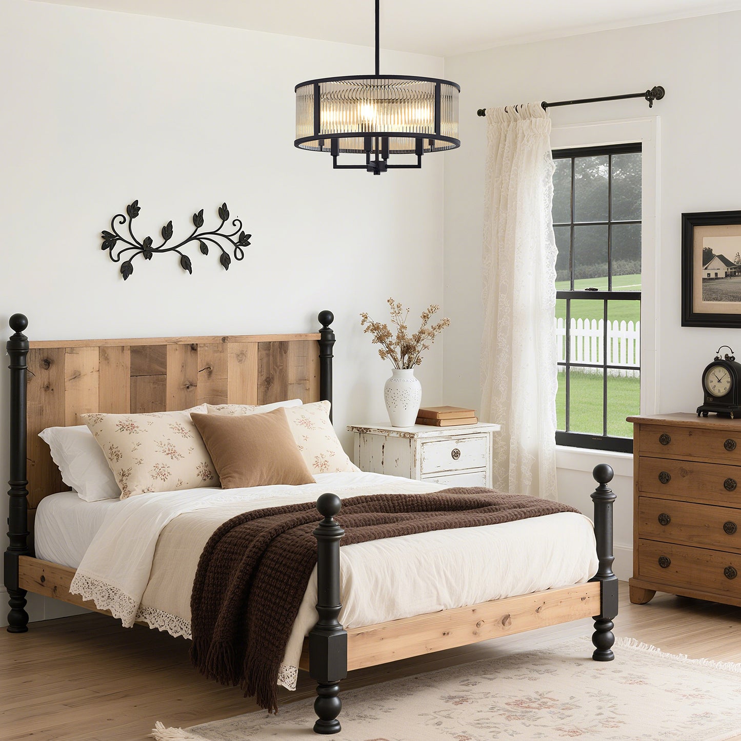 NATYSWAN Modern Glass Ceiling Light with 4 Lights (Bulbs Not Included), E12 Base Max 60W, Dual USB-A & C Charging Ports, for Hallway, Kitchen, Bedroom Indoor Use