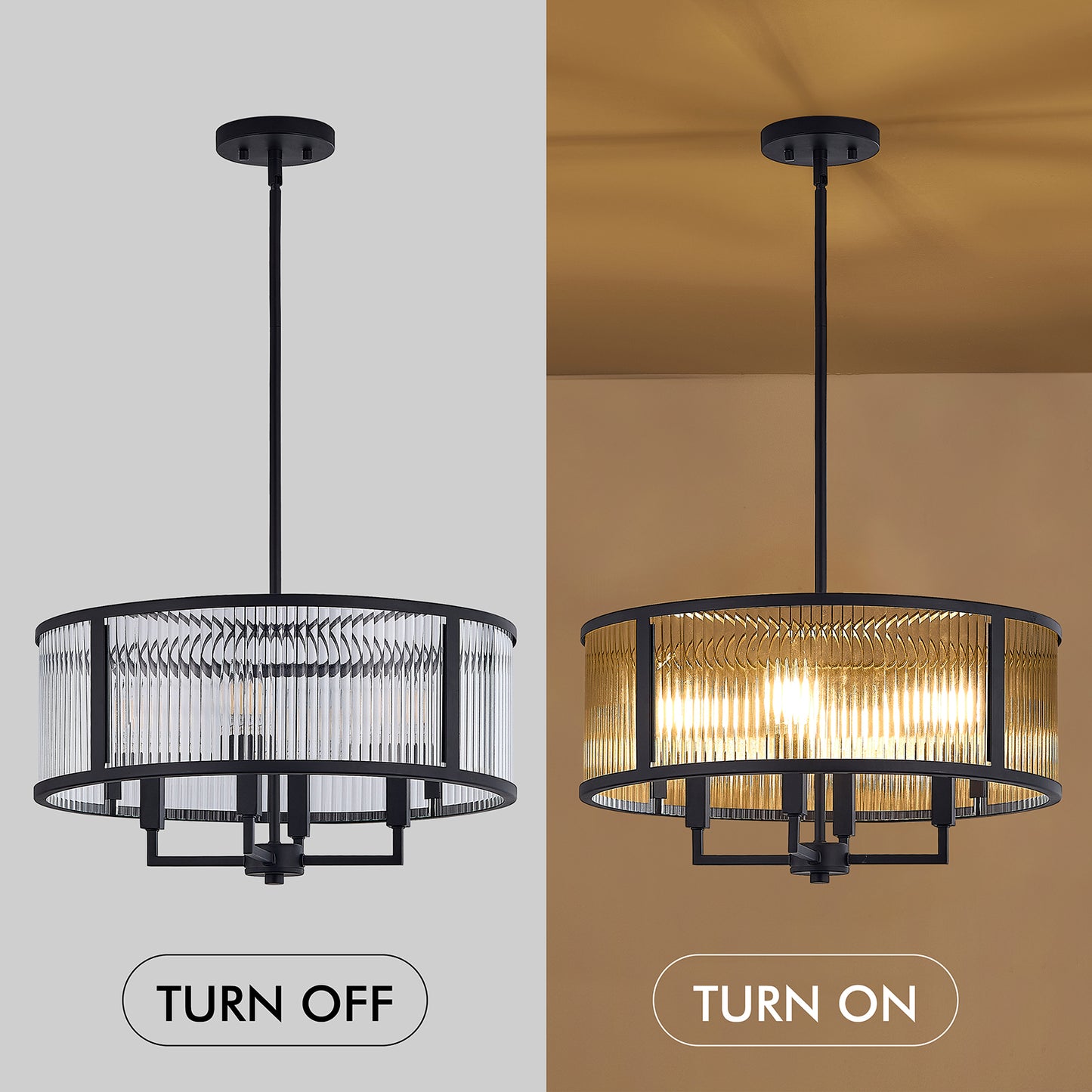 NATYSWAN Modern Glass Ceiling Light with 4 Lights (Bulbs Not Included), E12 Base Max 60W, Dual USB-A & C Charging Ports, for Hallway, Kitchen, Bedroom Indoor Use