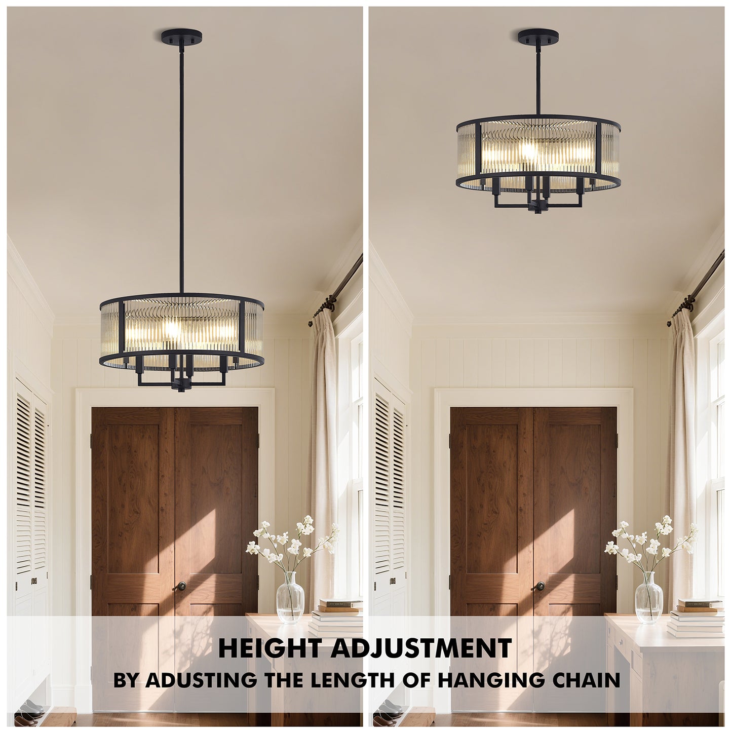 NATYSWAN Modern Glass Ceiling Light with 4 Lights (Bulbs Not Included), E12 Base Max 60W, Dual USB-A & C Charging Ports, for Hallway, Kitchen, Bedroom Indoor Use