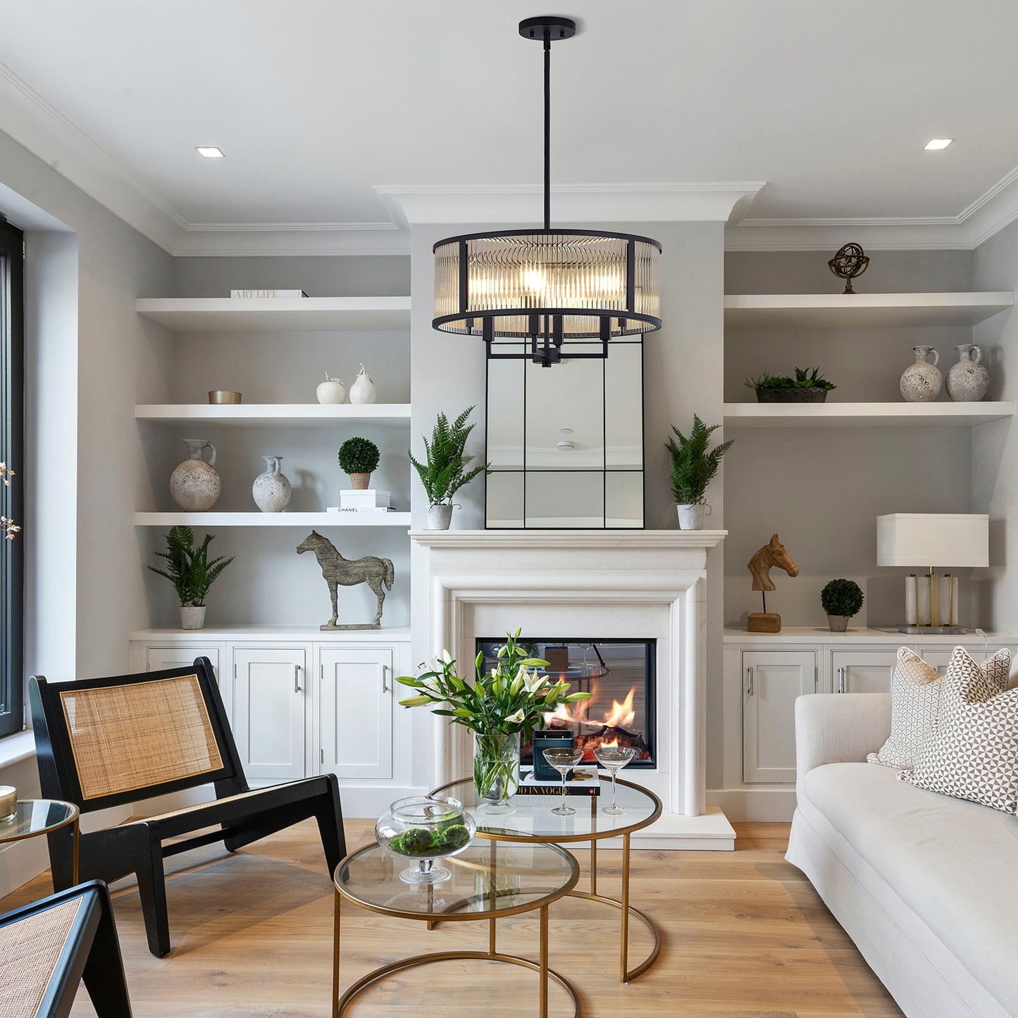 NATYSWAN Modern Glass Ceiling Light with 4 Lights (Bulbs Not Included), E12 Base Max 60W, Dual USB-A & C Charging Ports, for Hallway, Kitchen, Bedroom Indoor Use