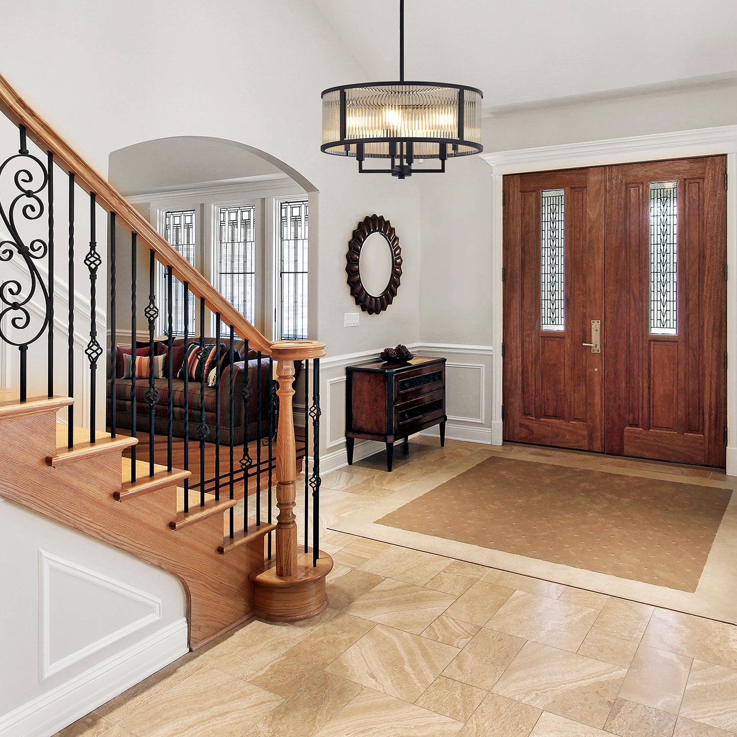 NATYSWAN Modern Glass Ceiling Light with 4 Lights (Bulbs Not Included), E12 Base Max 60W, Dual USB-A & C Charging Ports, for Hallway, Kitchen, Bedroom Indoor Use