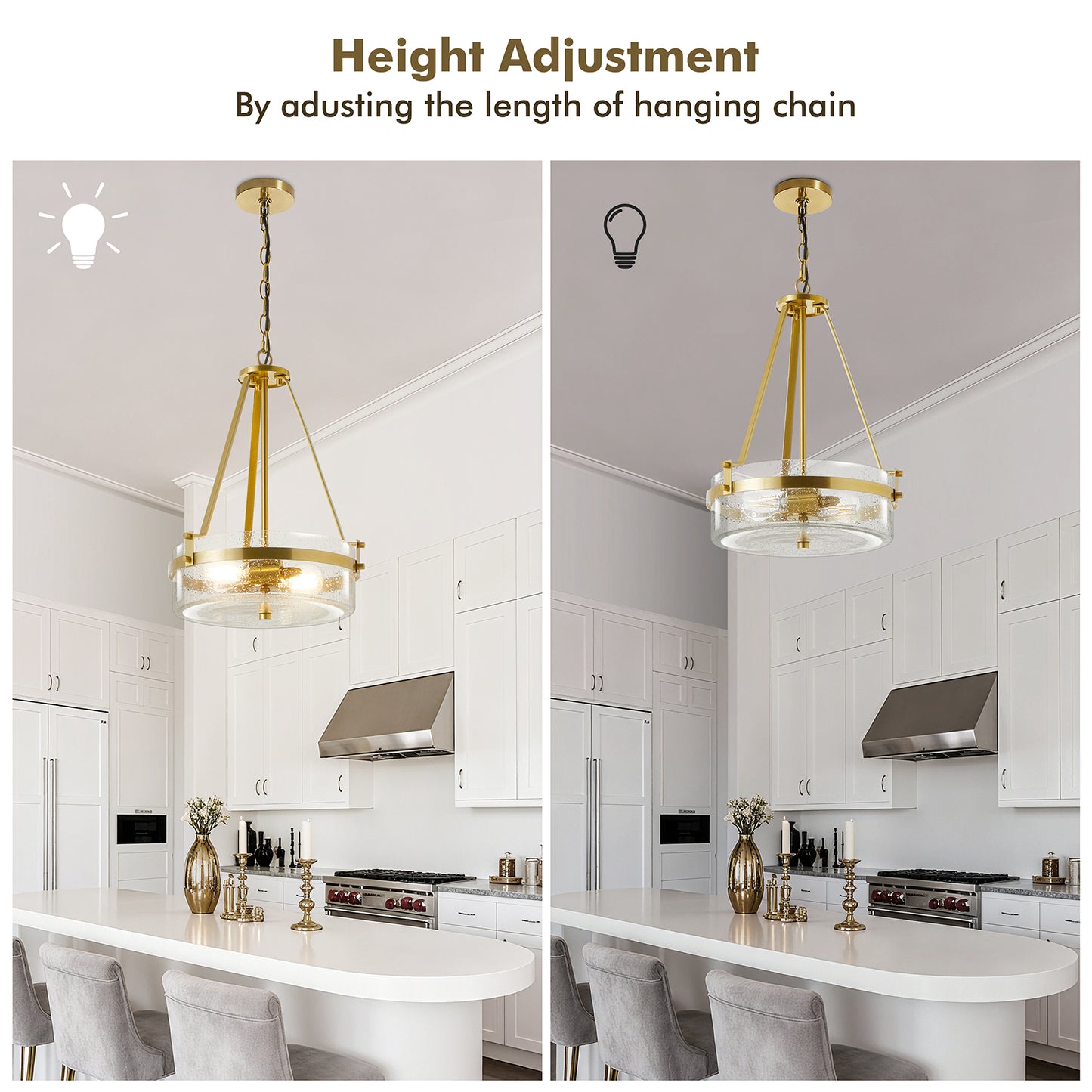 NATYSWAN Vintage Industrial Cage Chandelier with Glass Shade, 13.5 inch Wide E26 Socket Ceiling Light for Kitchen Island Dining Room（Bulb Not Included）