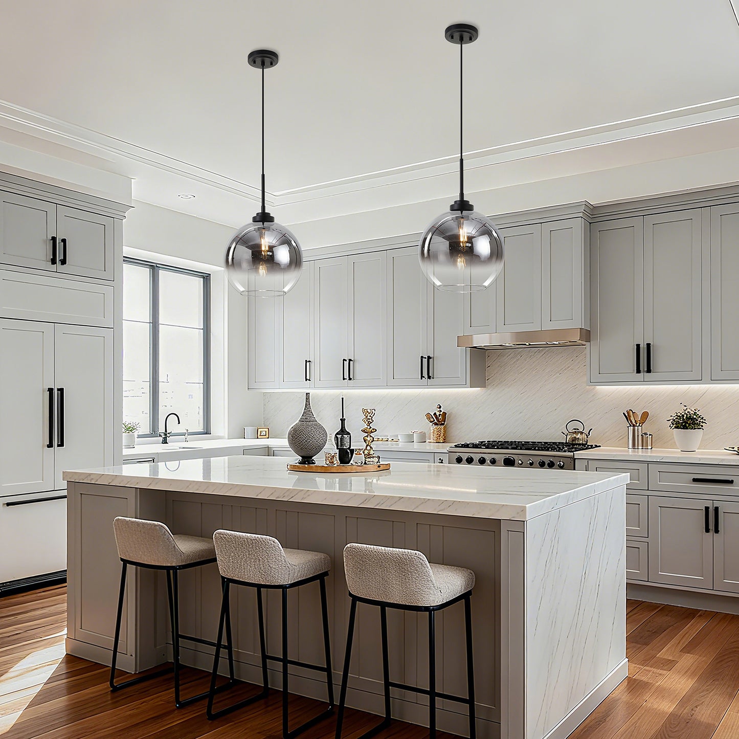 NATYSWAN Single-Light Vintage Mini Chandelier with Glass Shade, E26 Socket Flush Mount Ceiling Light for Hallway, Bedroom, Entryway, 60W Max（Bulb Not Included）