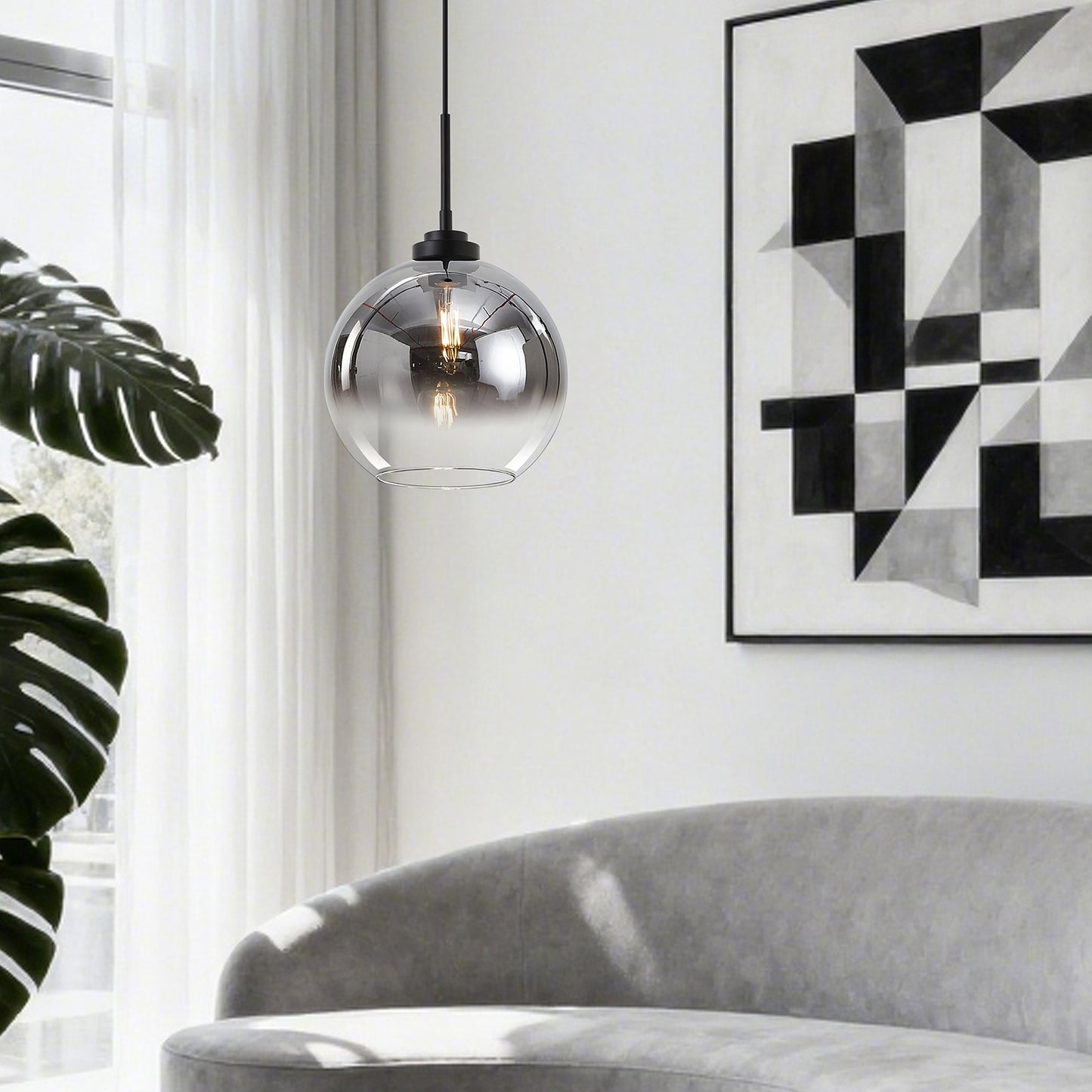 NATYSWAN Single-Light Vintage Mini Chandelier with Glass Shade, E26 Socket Flush Mount Ceiling Light for Hallway, Bedroom, Entryway, 60W Max（Bulb Not Included）