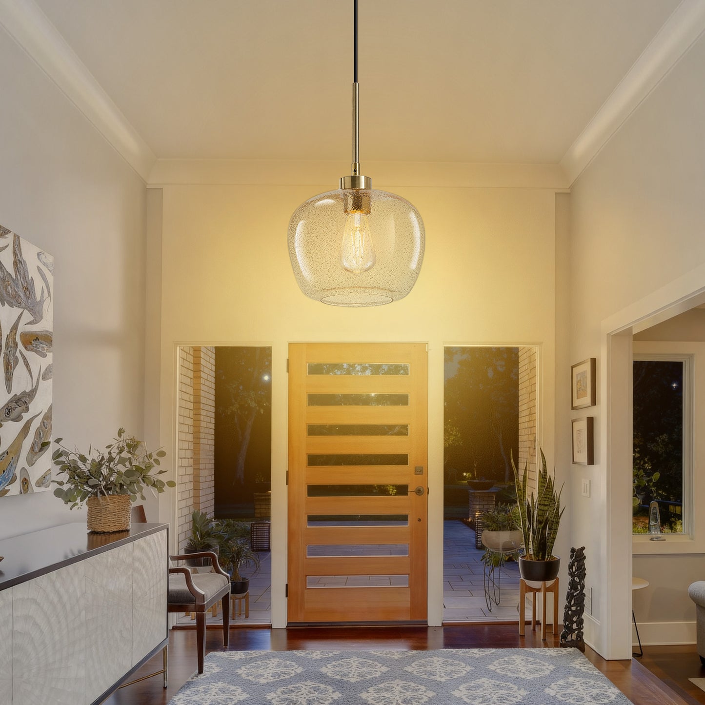 NATYSWAN Vintage Mini Globe Chandelier, 9.75 inch Wide Single-Light Flush Mount Ceiling Fixture with E26 Socket for Small Spaces, Hallway, Bathroom（Bulb Not Included）