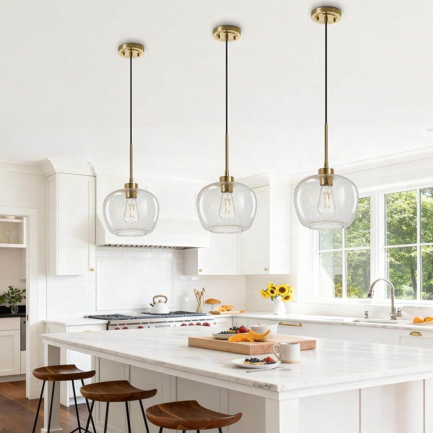 NATYSWAN Vintage Mini Globe Chandelier, 9.75 inch Wide Single-Light Flush Mount Ceiling Fixture with E26 Socket for Small Spaces, Hallway, Bathroom（Bulb Not Included）