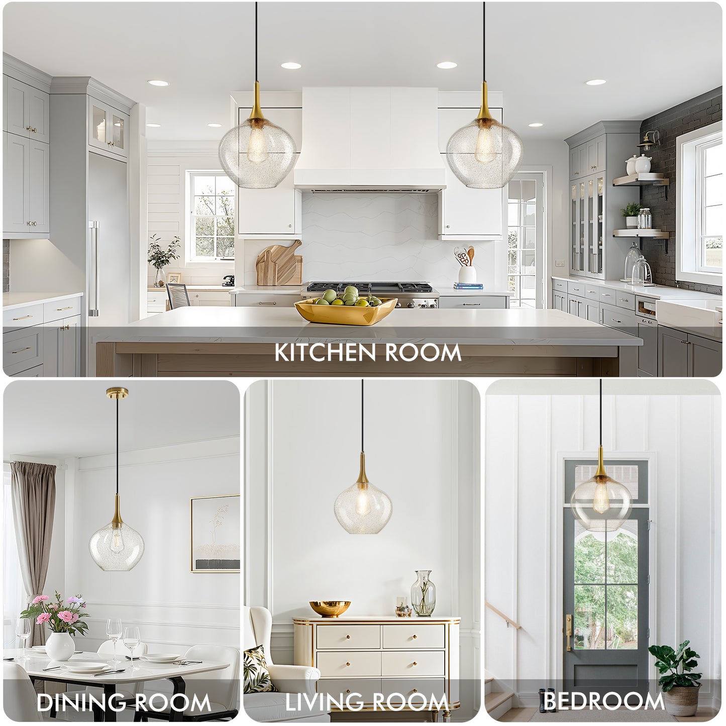 NATYSWAN Vintage Single-Light Chandelier with Glass Shade, E27 Socket Flush Mount Ceiling Light for Bedroom, Hallway, Entryway, 11 inch Wide（Bulb Not Included）