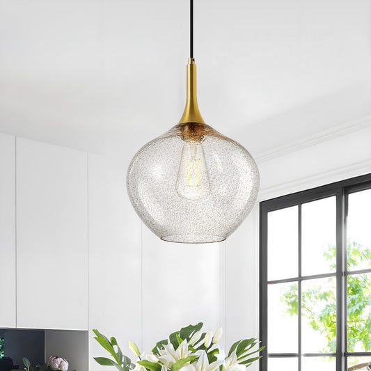 NATYSWAN Vintage Single-Light Chandelier with Glass Shade, E27 Socket Flush Mount Ceiling Light for Bedroom, Hallway, Entryway, 11 inch Wide（Bulb Not Included）