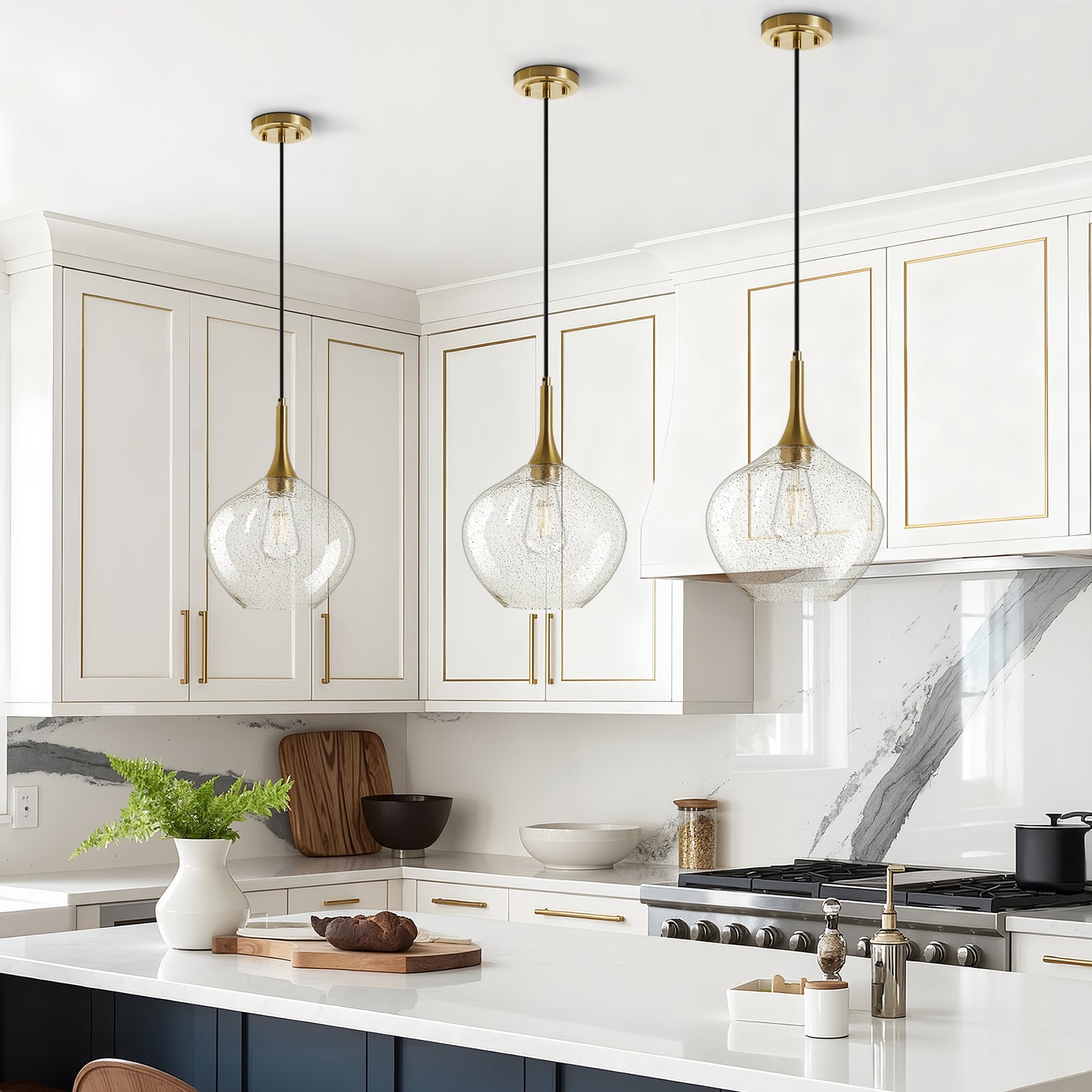 NATYSWAN Vintage Single-Light Chandelier with Glass Shade, E27 Socket Flush Mount Ceiling Light for Bedroom, Hallway, Entryway, 11 inch Wide（Bulb Not Included）