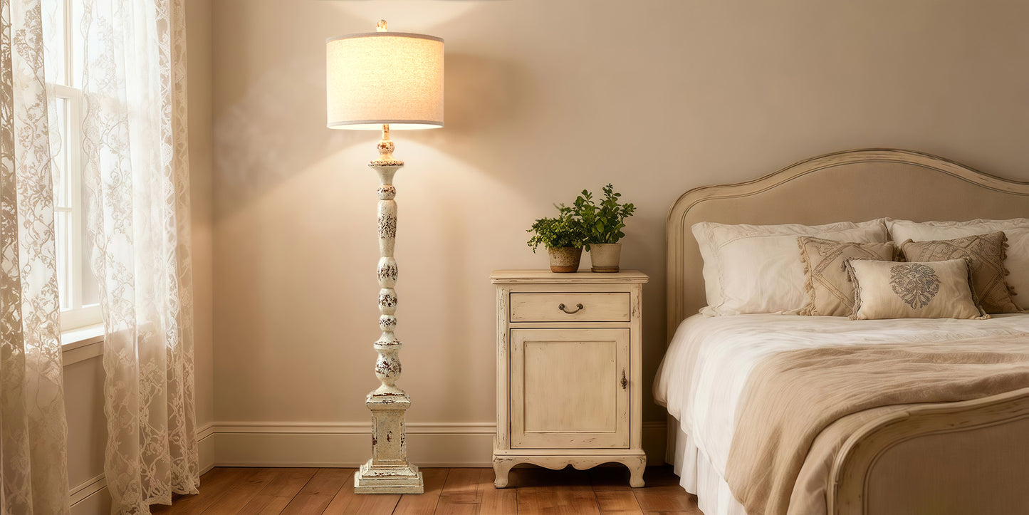 NATYSWAN modern minimalist floor lamp, 64.5" Tall Standing Lamps,Linen Lampshade,Standing Lamps for Living Room, Bedroom, Dresser,Office