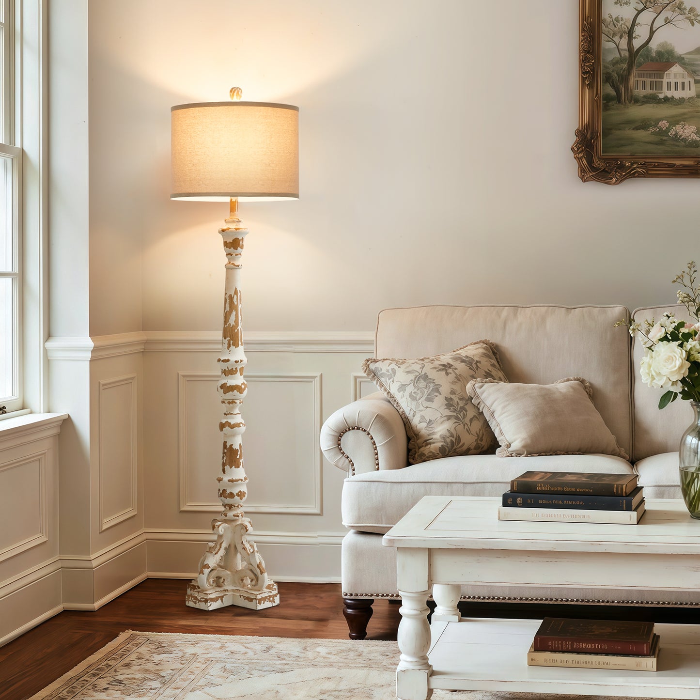 NATYSWAN modern minimalist floor lamp, 62.75" Tall Standing Lamps,Linen Lampshade,Standing Lamps for Living Room, Bedroom, Dresser,Office