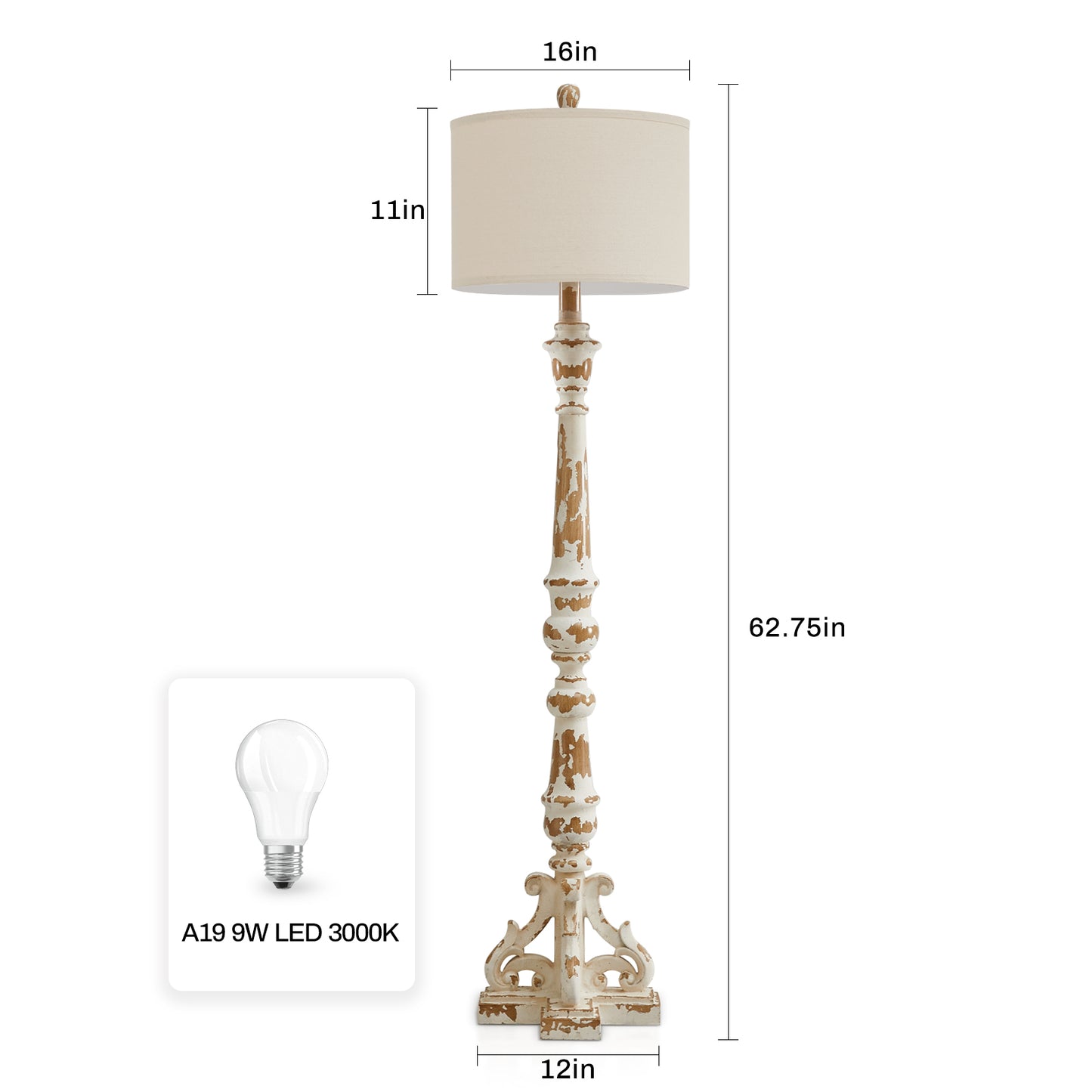 NATYSWAN modern minimalist floor lamp, 62.75" Tall Standing Lamps,Linen Lampshade,Standing Lamps for Living Room, Bedroom, Dresser,Office