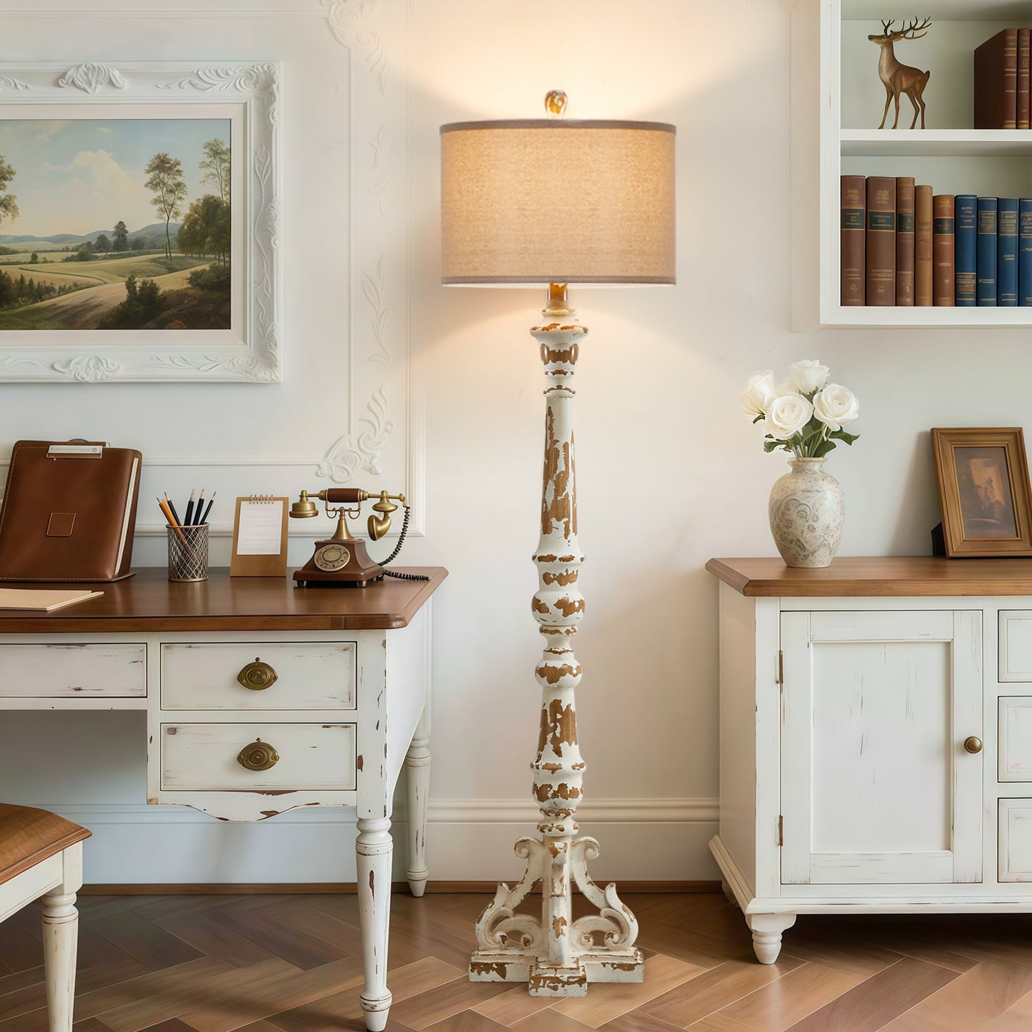 NATYSWAN modern minimalist floor lamp, 62.75" Tall Standing Lamps,Linen Lampshade,Standing Lamps for Living Room, Bedroom, Dresser,Office