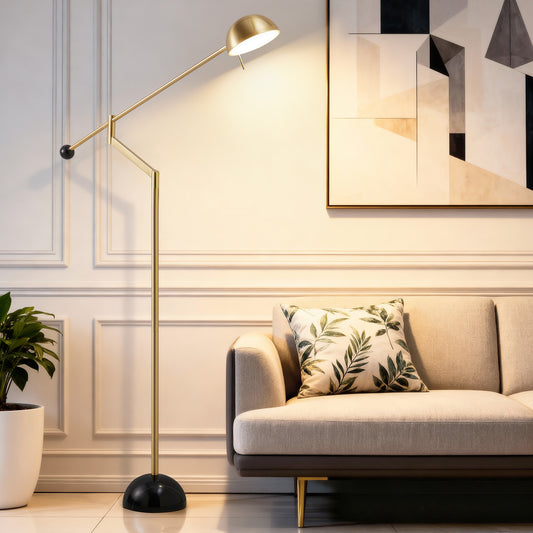 NATYSWAN Modern 61-Inch Floor Lamp, Marble Base, 9W LED Warm White Light, Indoor Standing Lamp for Living Room & Bedroom（Not Included Bulb）