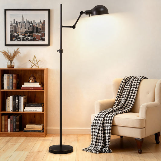 NATYSWAN 59.5 inch Modern Floor Lamp with Rotary Switch, 60W Equivalent A19 LED Bulb Included, Metal Standing Light for Living Room & Bedroom