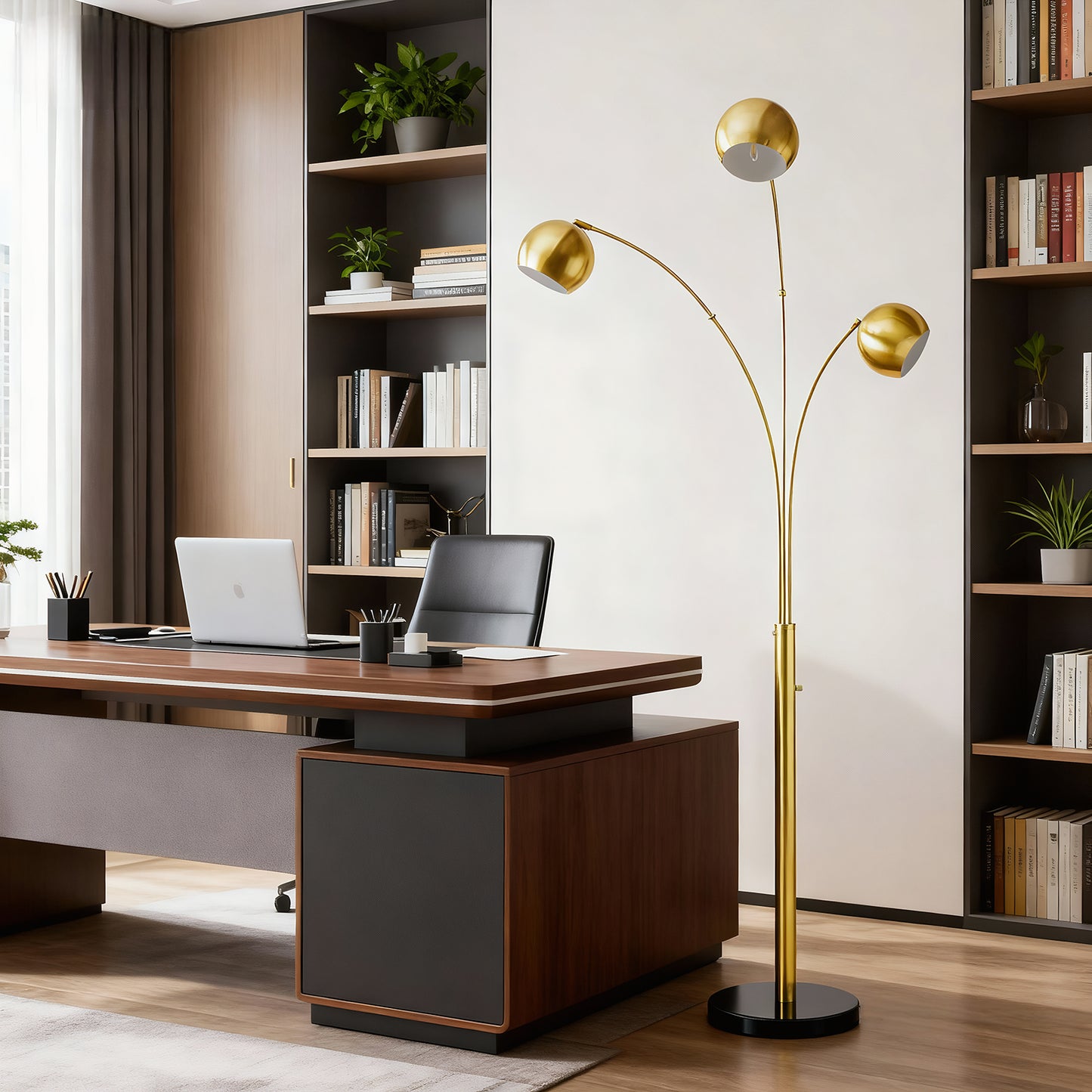 NATYSWAN Industrial Floor Lamp 85 inch, Three Elbow Adjustable Standing Lamp with Metal Shade, Max 60W E26 Base for Living Room, Bedroom, Office - Easy Assembly（Not Included Bulb）