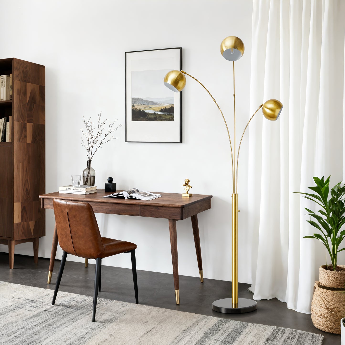 NATYSWAN Industrial Floor Lamp 85 inch, Three Elbow Adjustable Standing Lamp with Metal Shade, Max 60W E26 Base for Living Room, Bedroom, Office - Easy Assembly（Not Included Bulb）