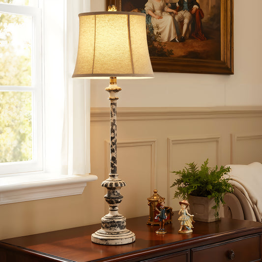 NATYSWAN 34 inch Table Lamp with Linen Shade, Includes 9W A19 LED Bulb, Rotary Switch, for Bedroom, Living Room, Indoor Use