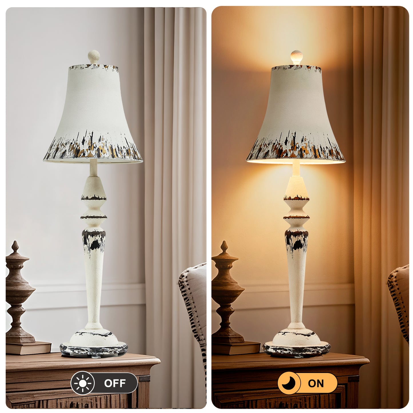 NATYSWAN Modern 32-inch Table Lamp, Includes 9W LED Bulb, Rotary Switch for Bedroom, Office, Living Room